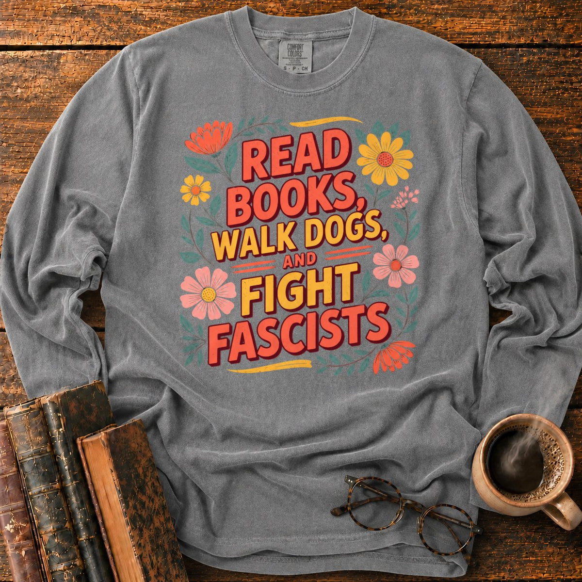 Retro Floral Slogan LS T-Shirt in Pepper – BooksThreads