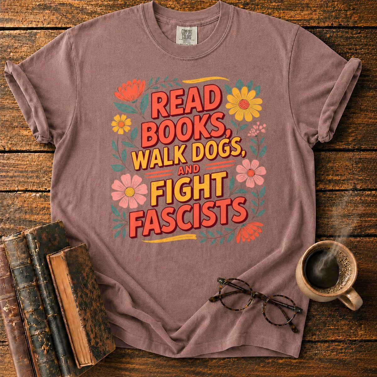 Retro Floral Slogan T-Shirt in Espresso – BooksThreads