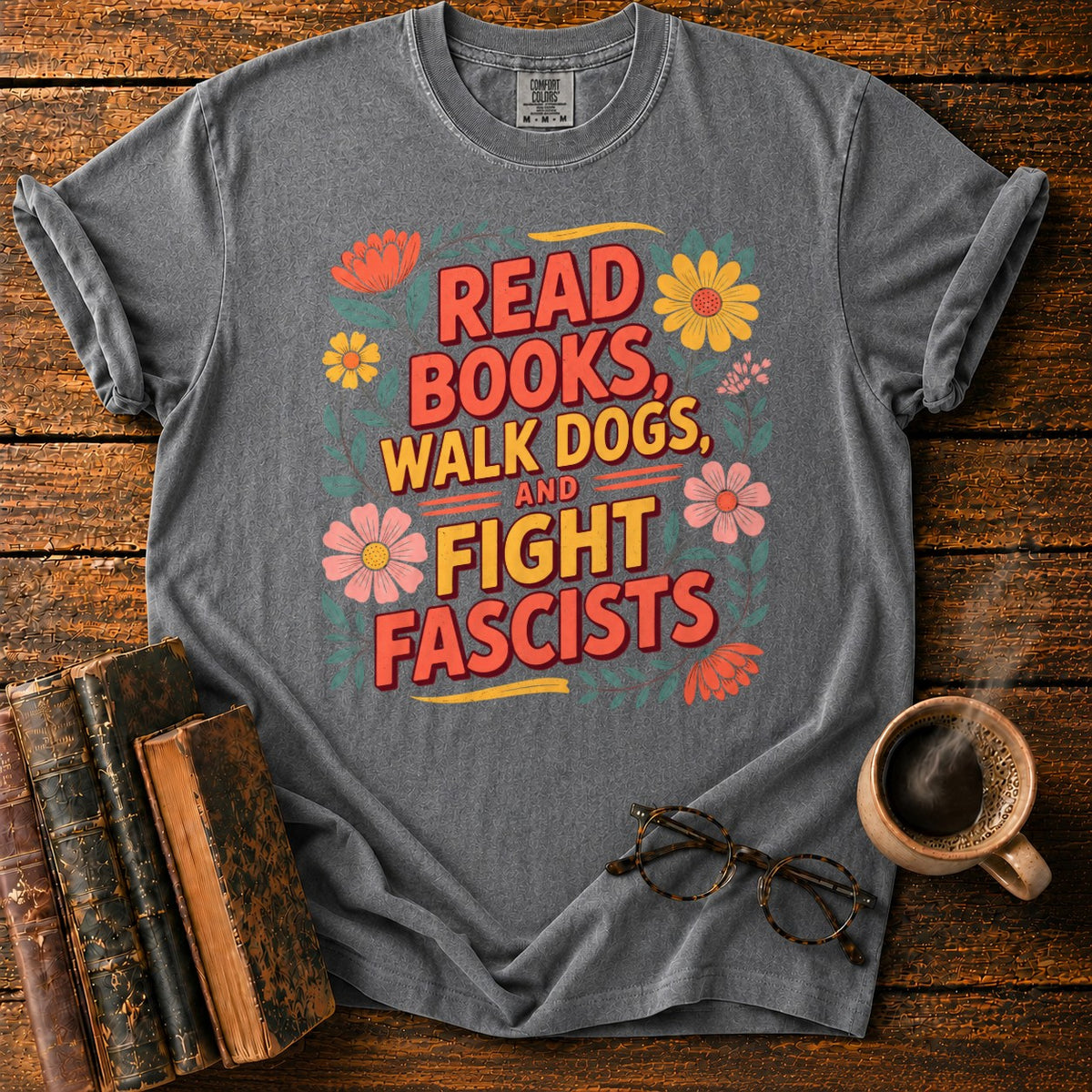 Retro Floral Slogan T-Shirt in Pepper – BooksThreads