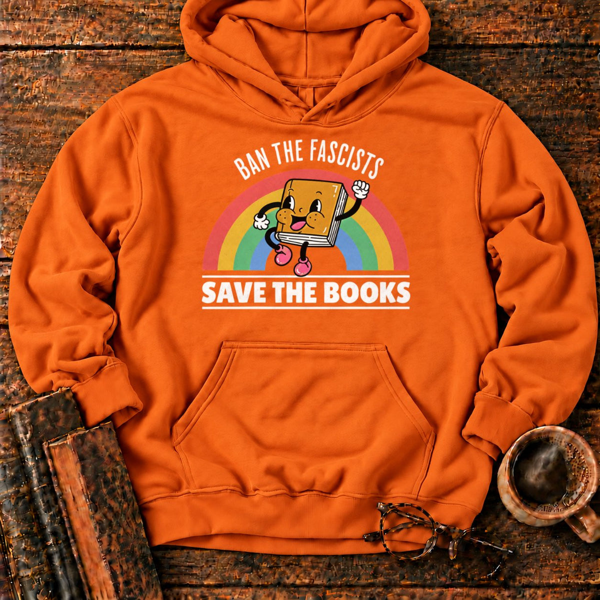 Retro Rainbow Book Character Hoodie in Orange – BooksThreads