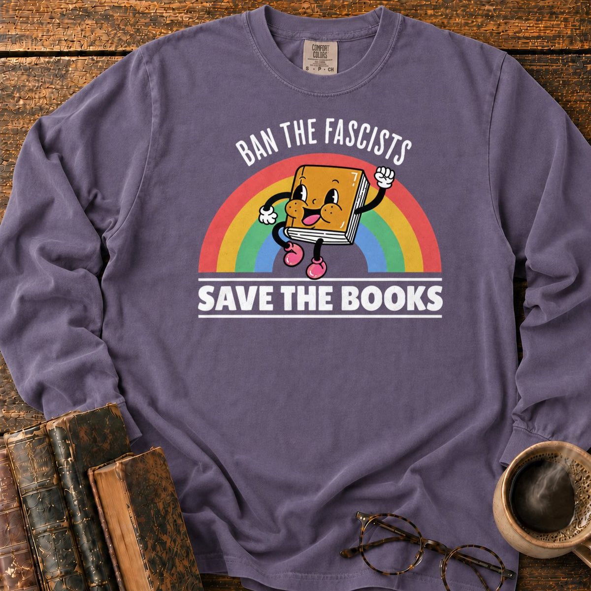 Retro Rainbow Book Character LS T-Shirt in Grape – BooksThreads