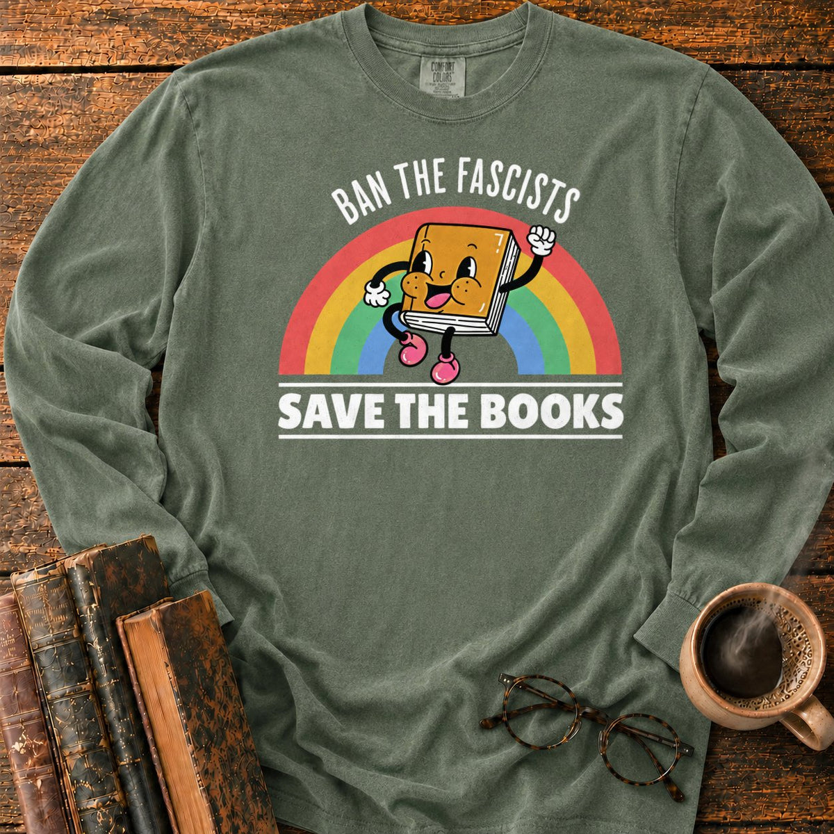 Retro Rainbow Book Character LS T-Shirt in Hemp – BooksThreads