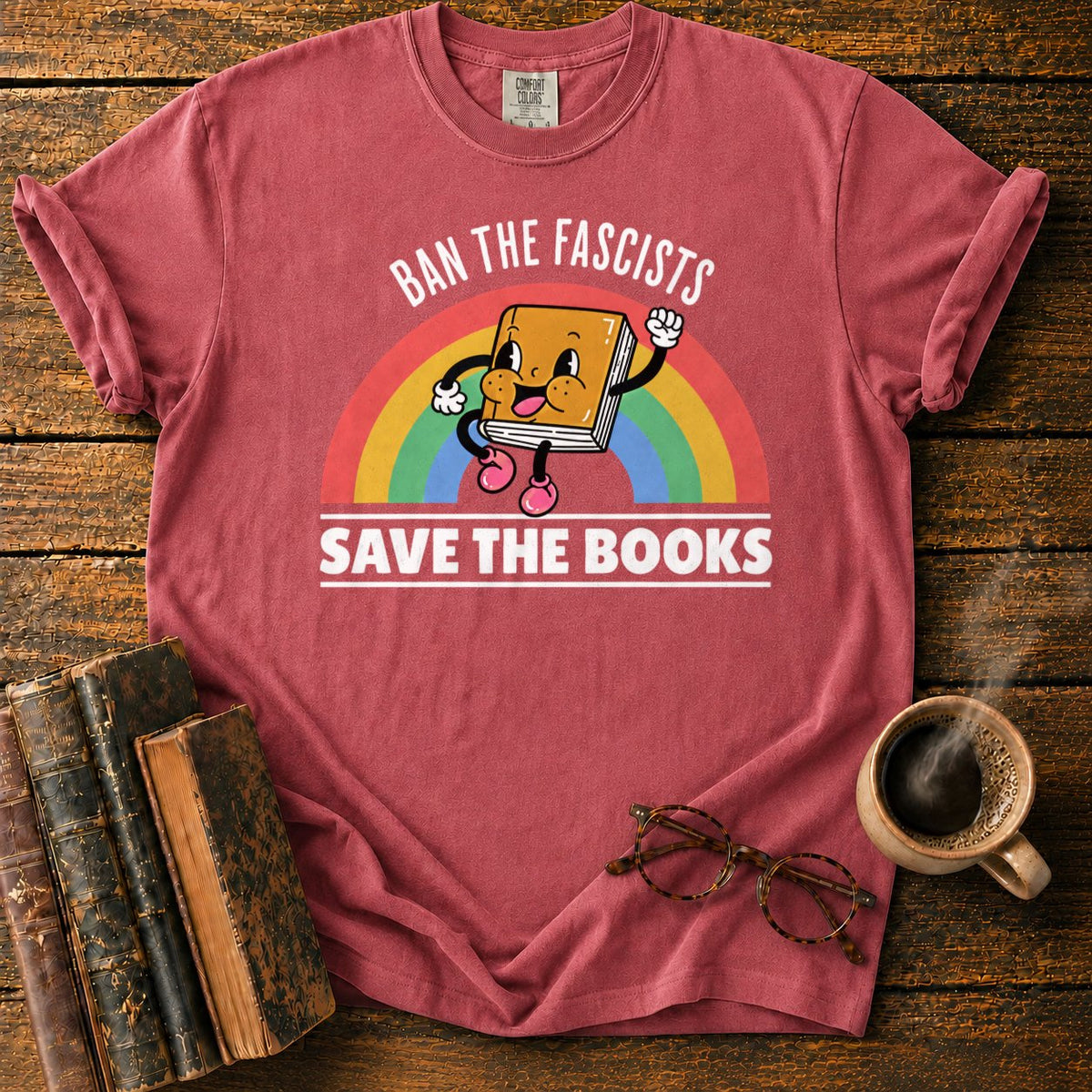 Retro Rainbow Book Character T-Shirt in Watermelon – BooksThreads