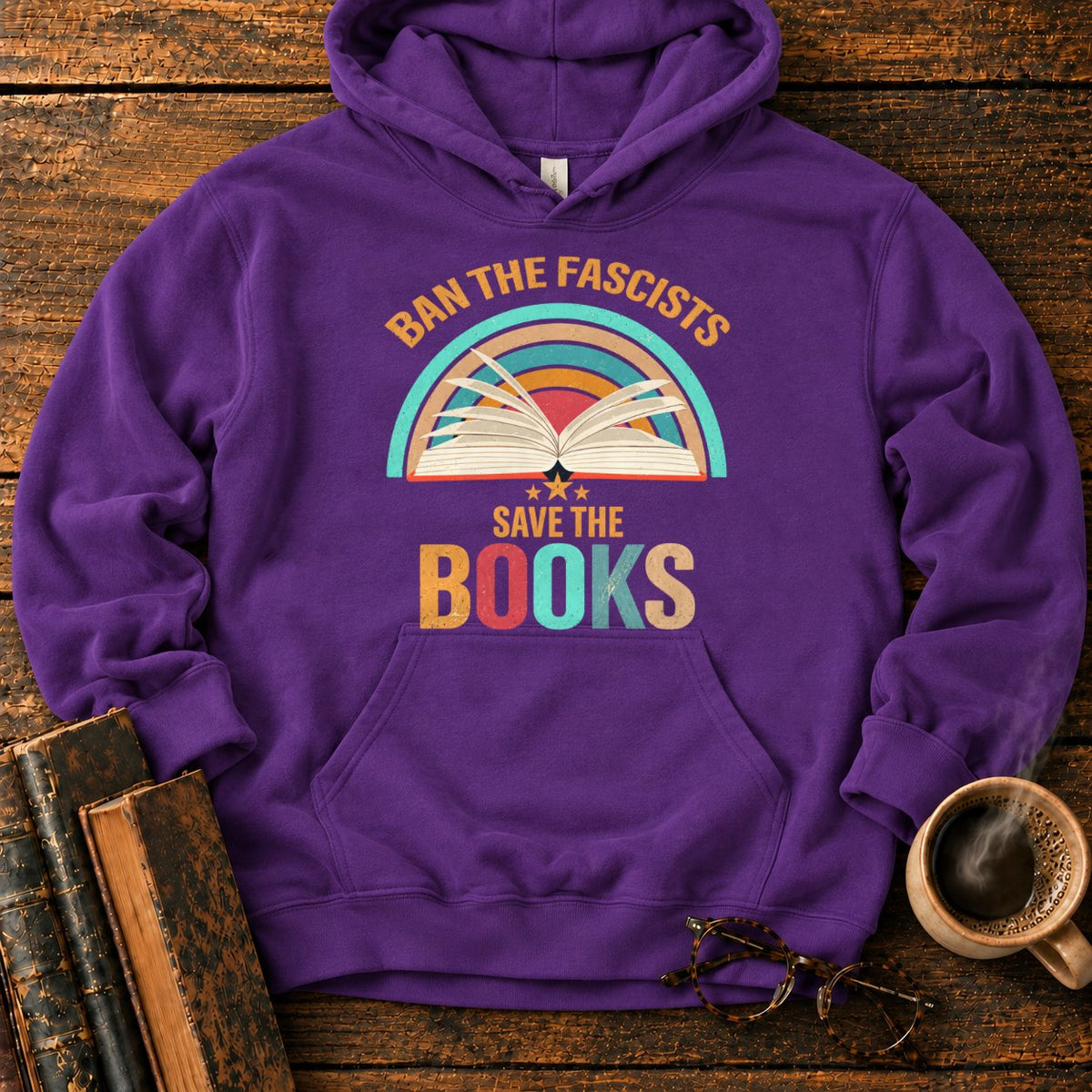 Retro Rainbow Book With Stars Hoodie in Purple – BooksThreads