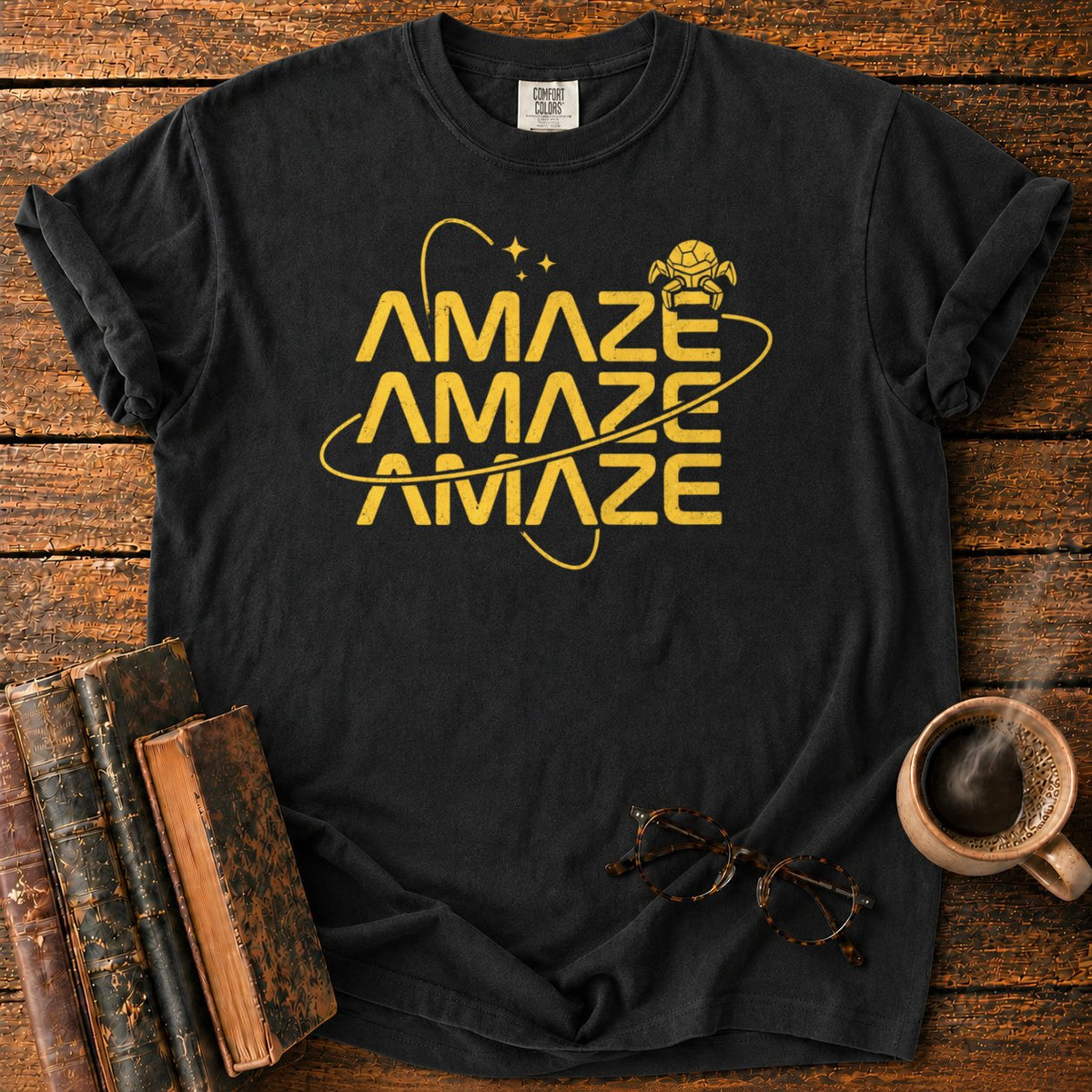 Retro Sci Fi Amaze Orbit Poster T-Shirt in Black – BooksThreads