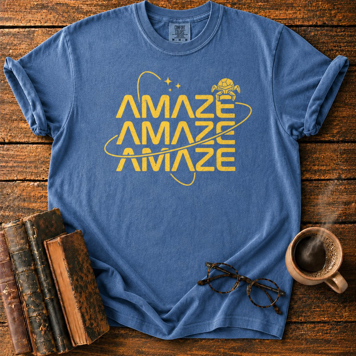 Retro Sci Fi Amaze Orbit Poster T-Shirt in Denim – BooksThreads