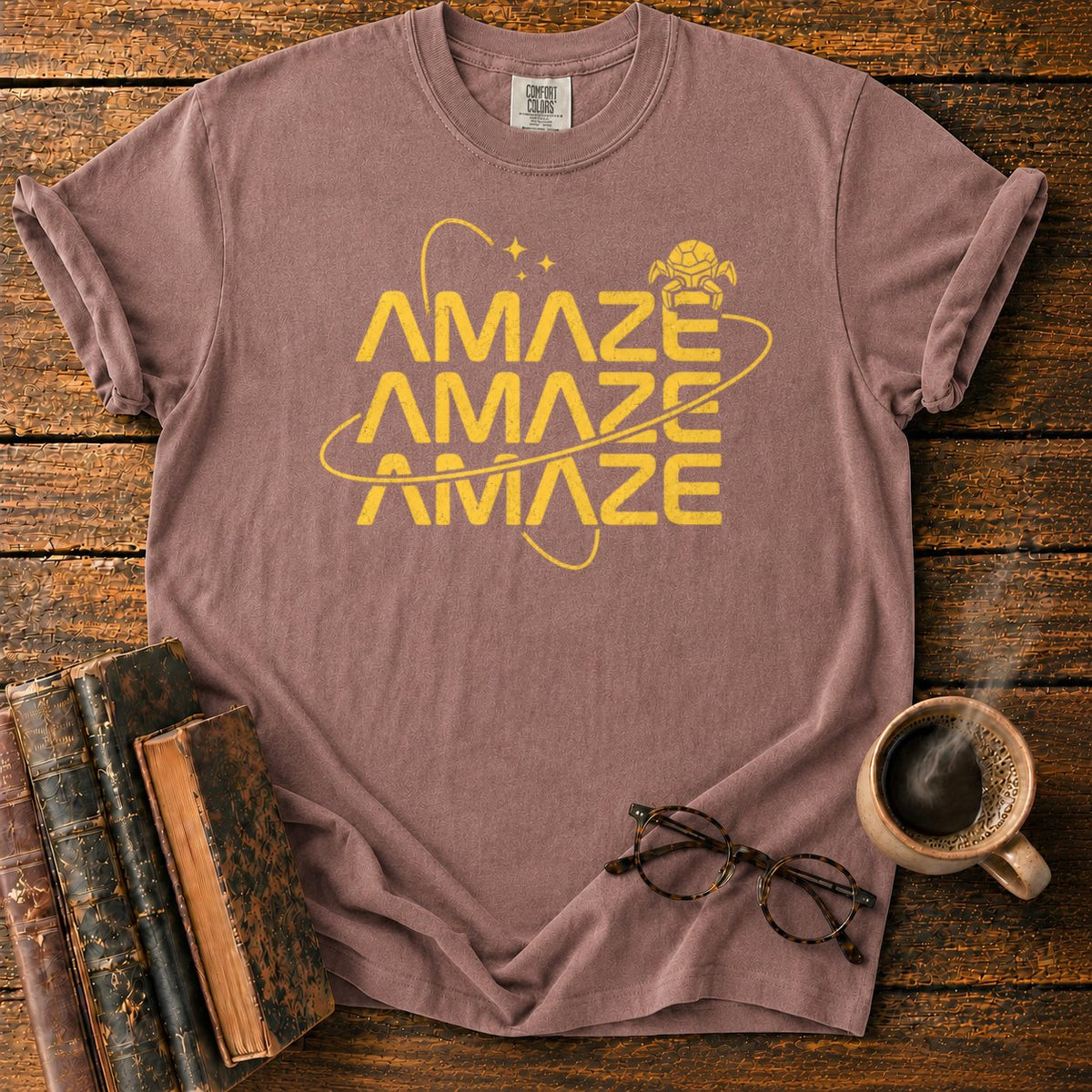 Retro Sci Fi Amaze Orbit Poster T-Shirt in Espresso – BooksThreads