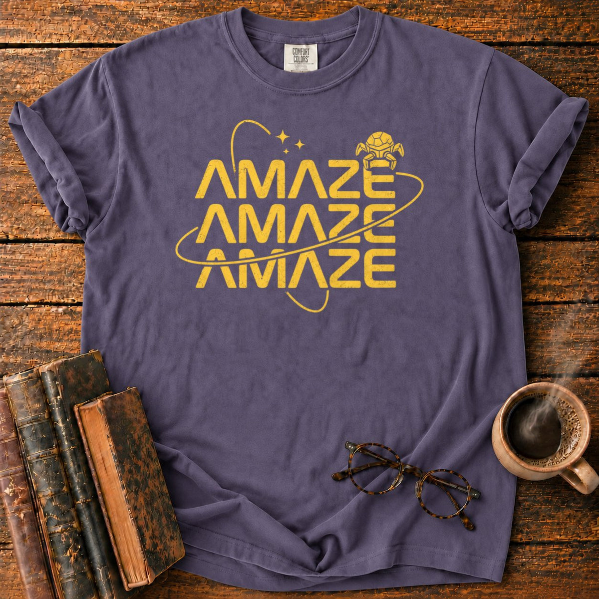 Retro Sci Fi Amaze Orbit Poster T-Shirt in Grape – BooksThreads