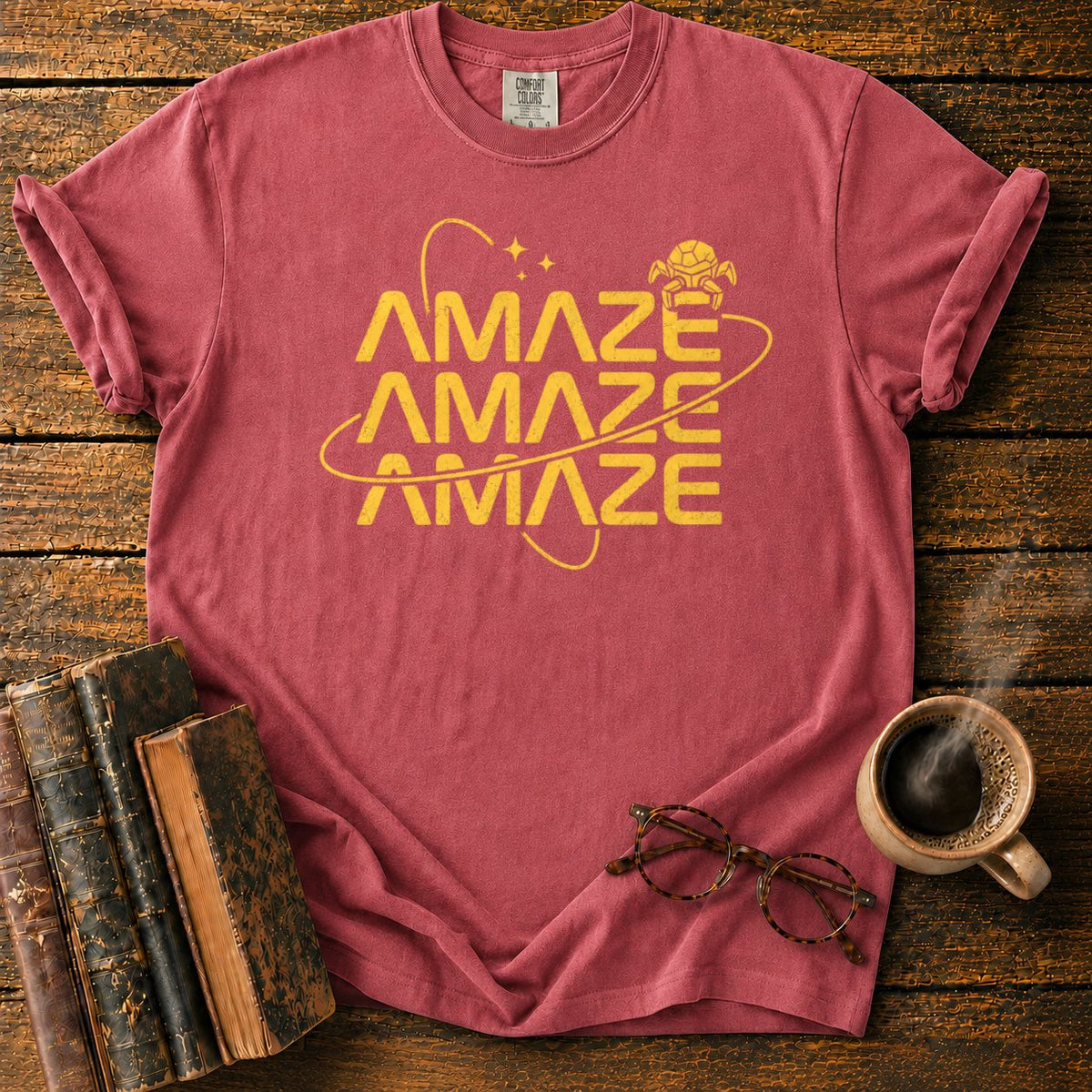 Retro Sci Fi Amaze Orbit Poster T-Shirt in Watermelon – BooksThreads