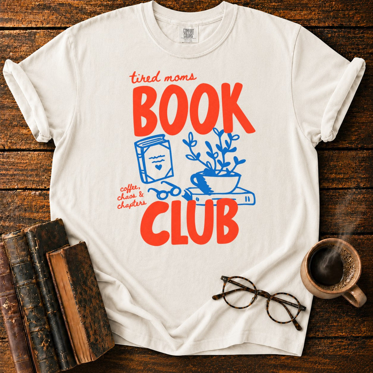 Retro Tired Moms Book Club T-Shirt in White – BooksThreads