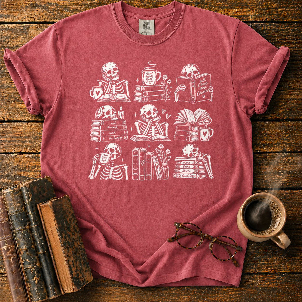 Skeleton Reader 9 Grid T-Shirt in Watermelon – BooksThreads