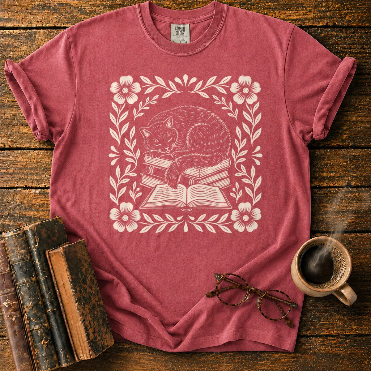 Sleeping Cat Books Botanicals T-Shirt in Watermelon – BooksThreads