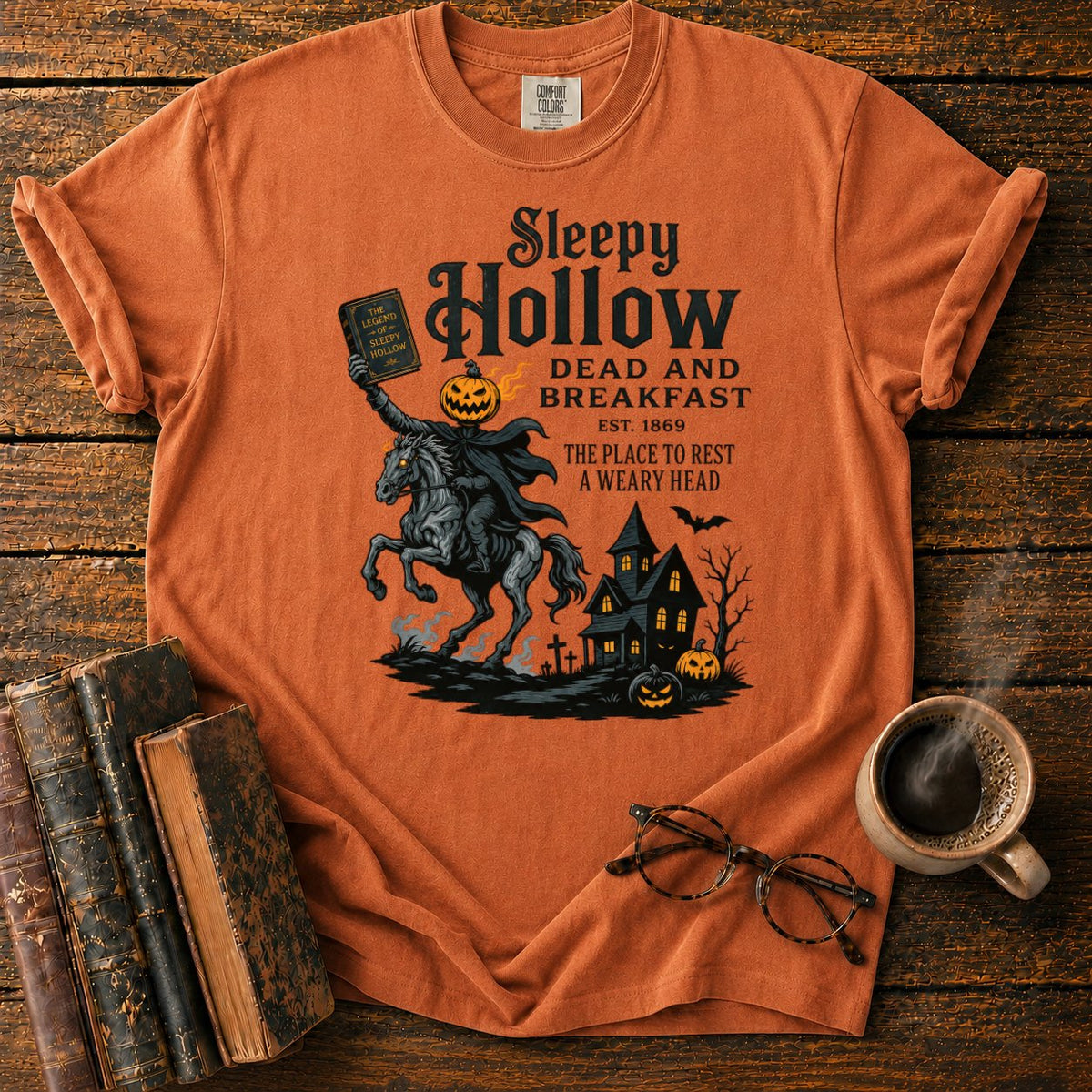 Sleepy Hollow Haunted Inn T-Shirt in Yam – BooksThreads