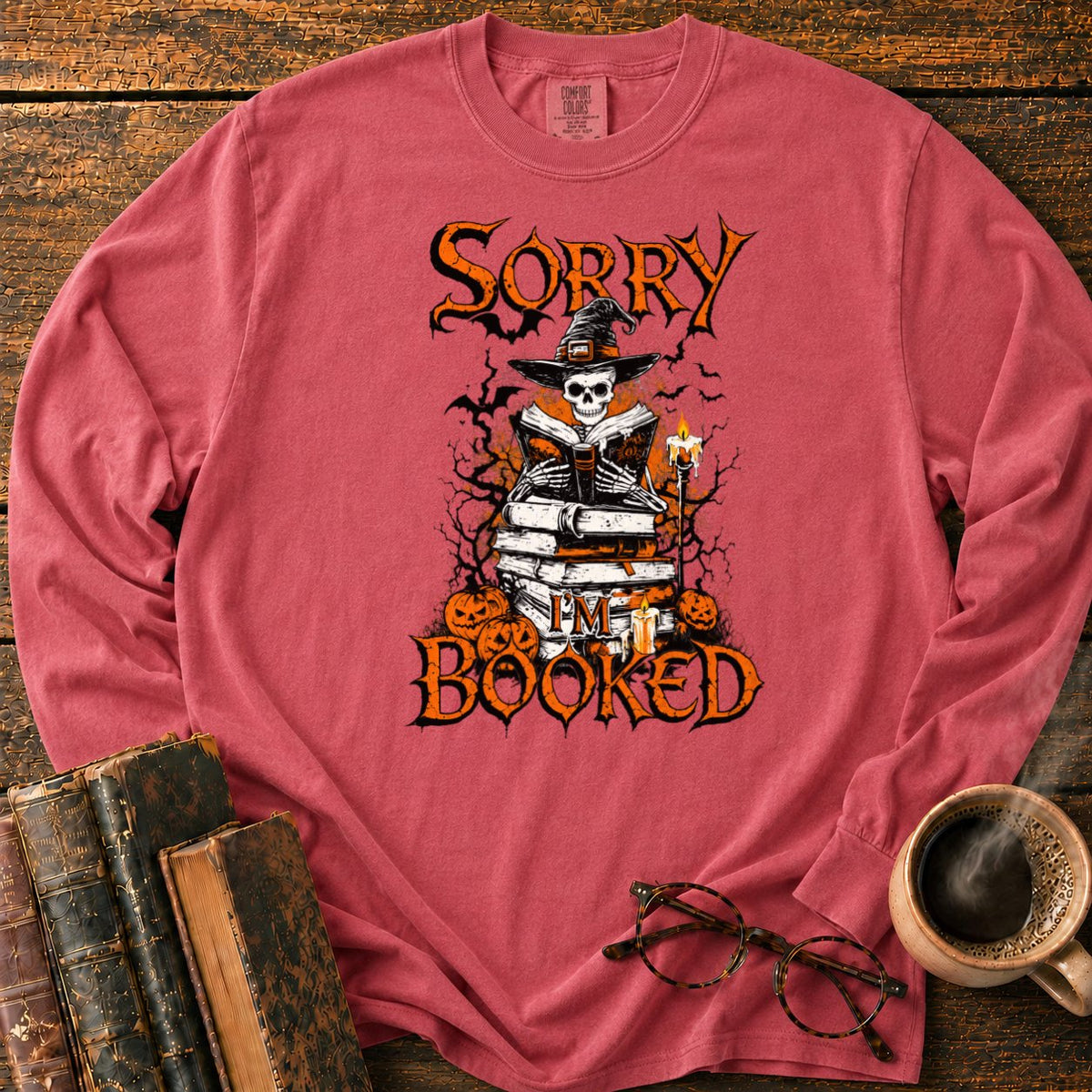 Sorry I'm Booked LS T-Shirt in Crimson – BooksThreads