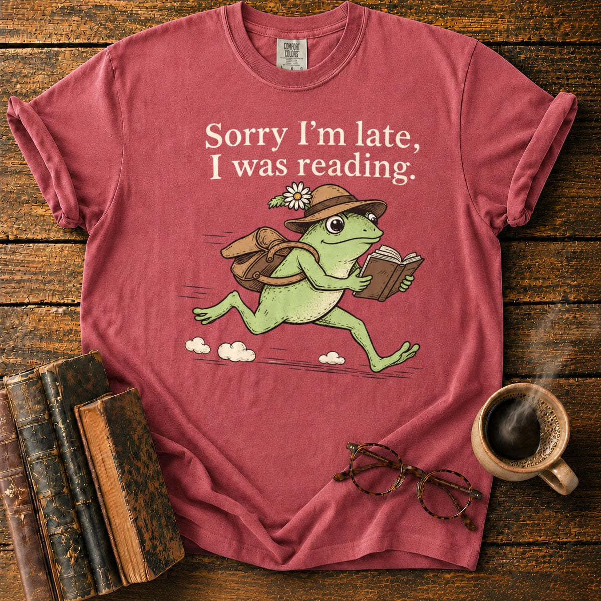Sorry I’m Late, I Was Reading T-Shirt in Watermelon – BooksThreads