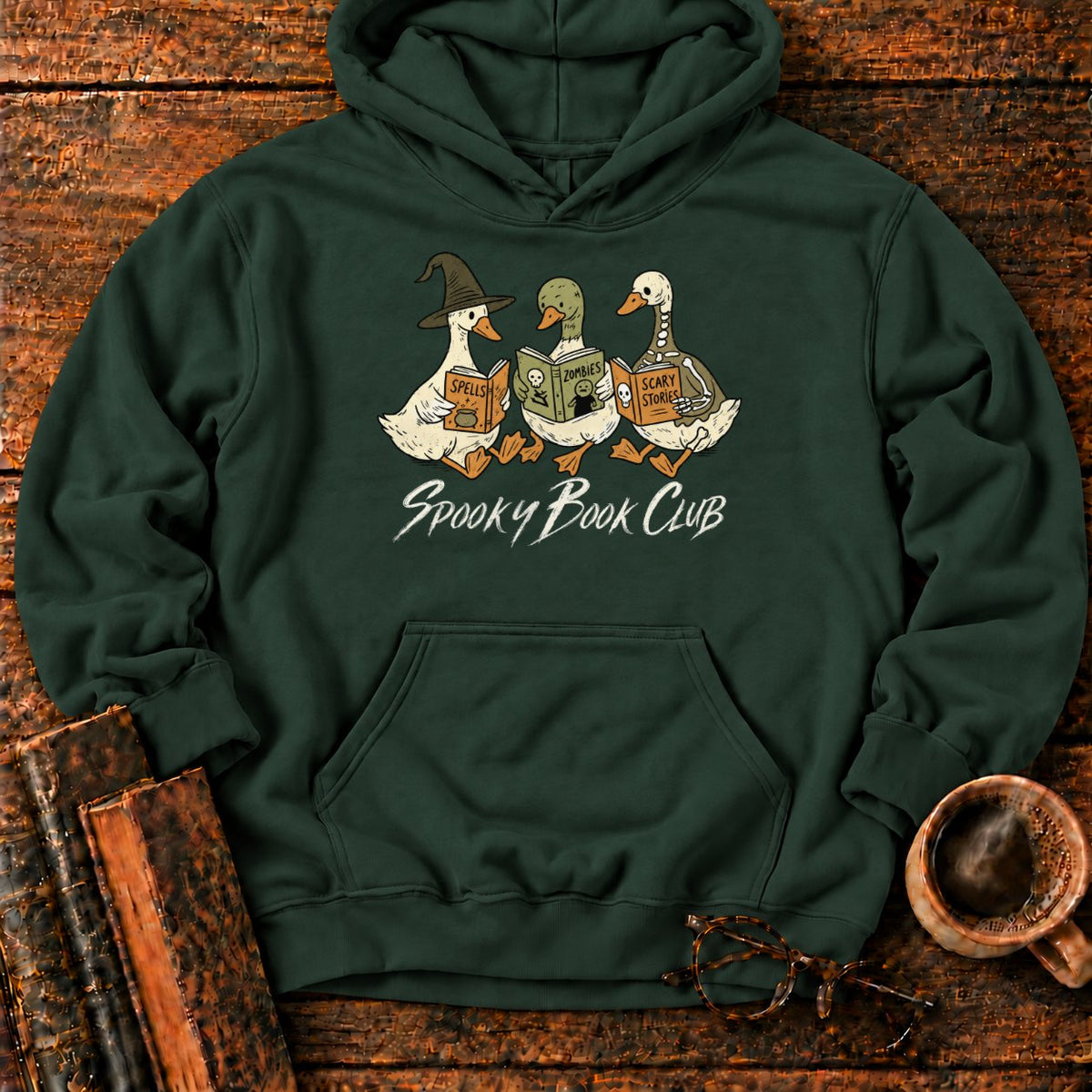 Spooky Book Club Geese Hoodie in Forest Green – BooksThreads