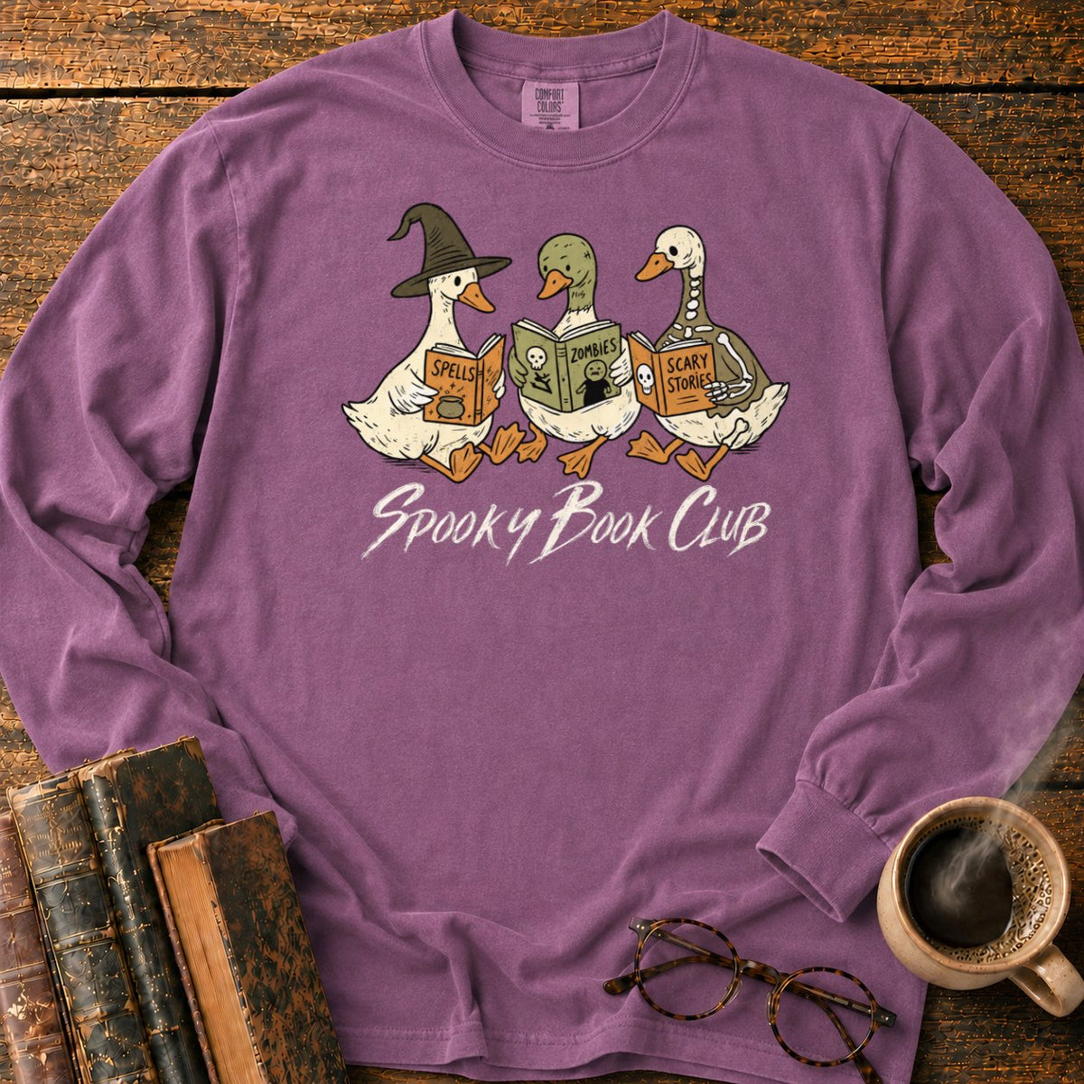 Spooky Book Club Geese LS T-Shirt in Berry – BooksThreads