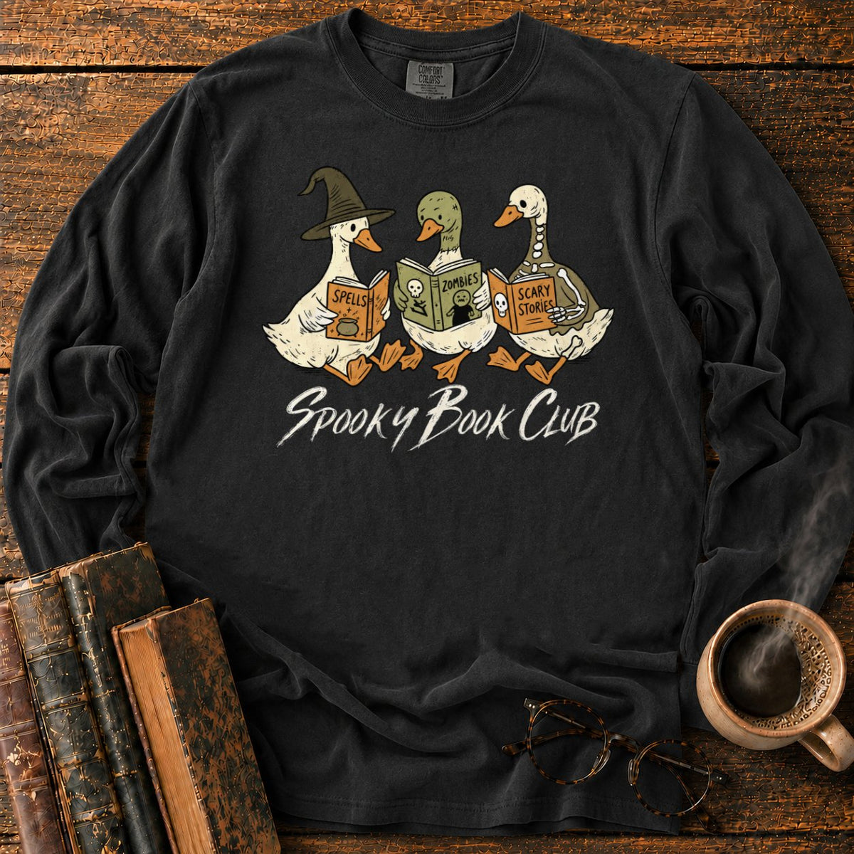 Spooky Book Club Geese LS T-Shirt in Black – BooksThreads