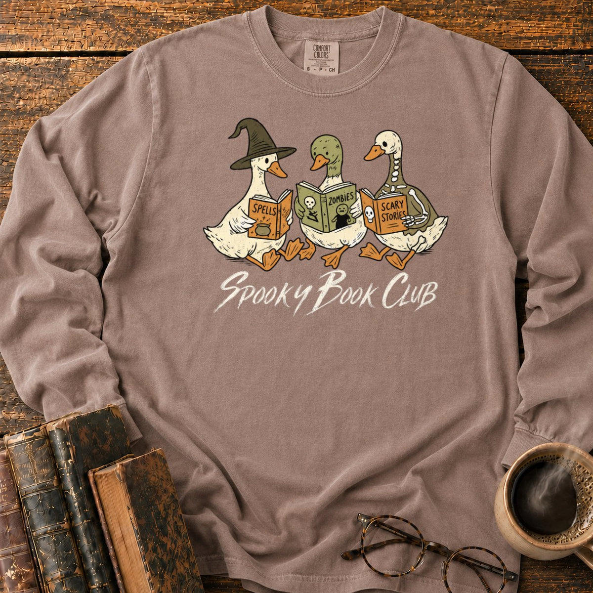 Spooky Book Club Geese LS T-Shirt in Espresso – BooksThreads