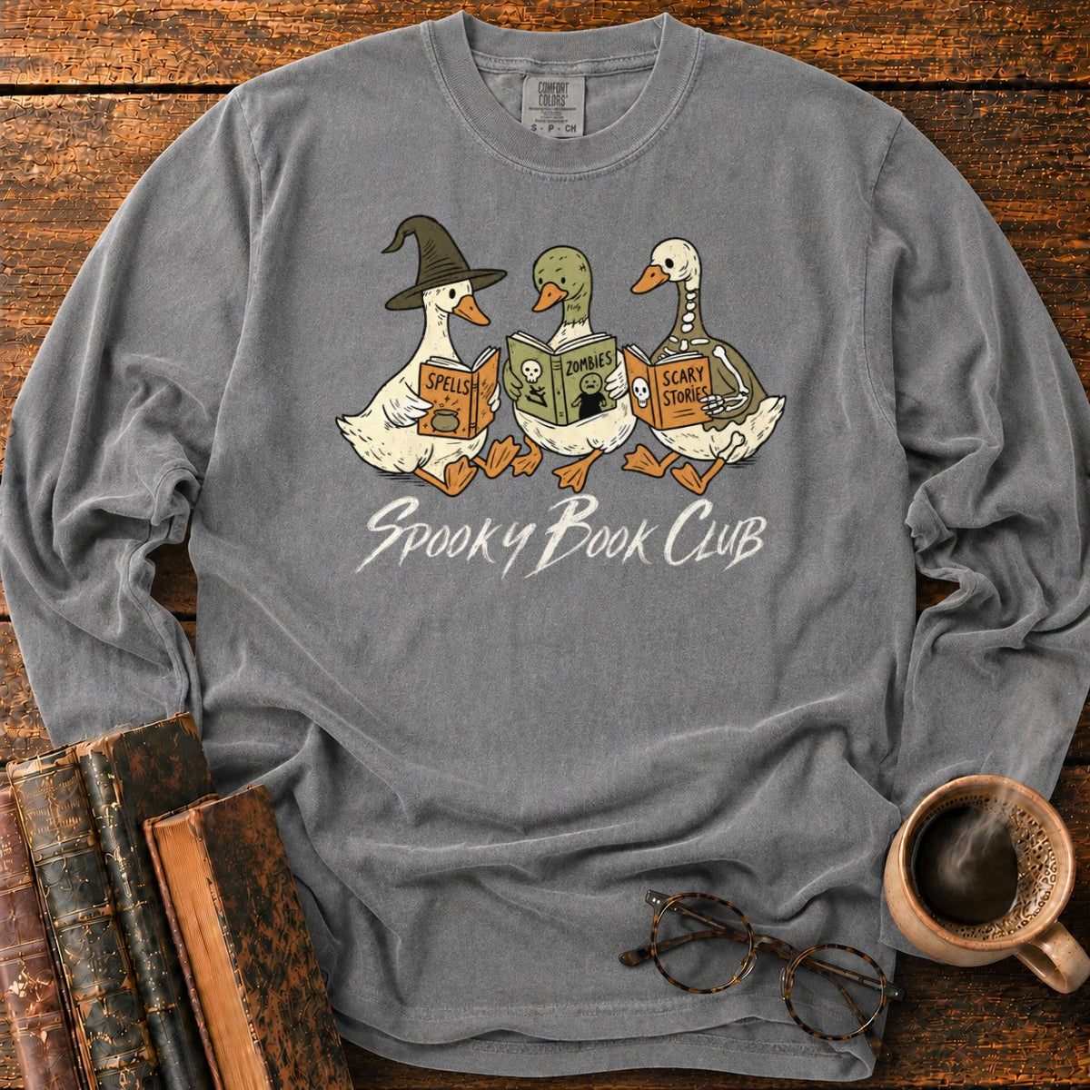 Spooky Book Club Geese LS T-Shirt in Pepper – BooksThreads