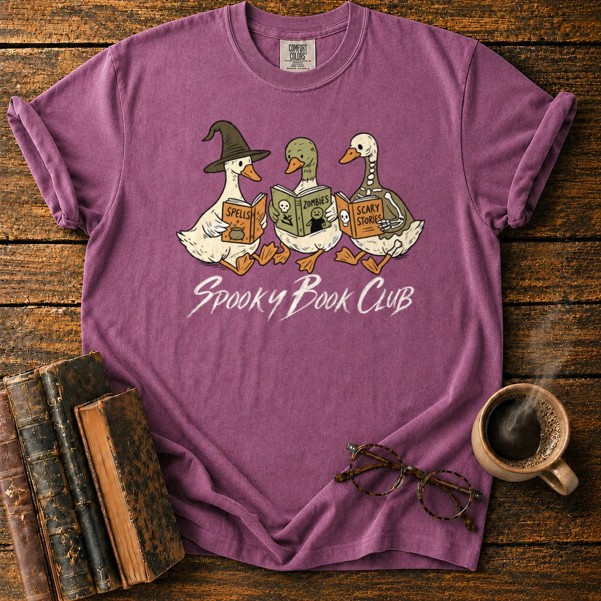 Spooky Book Club Geese T-Shirt in Berry – BooksThreads