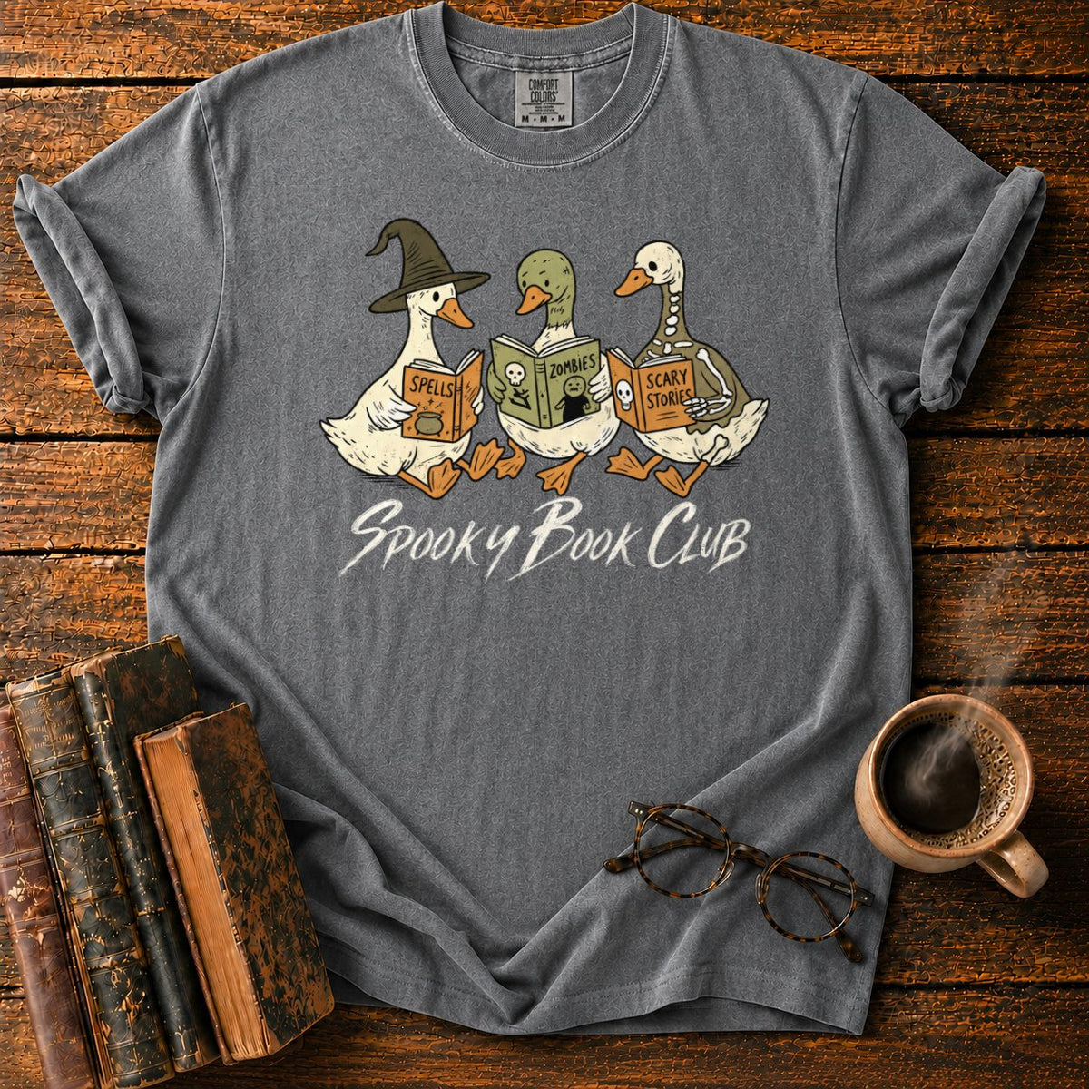 Spooky Book Club Geese T-Shirt in Pepper – BooksThreads