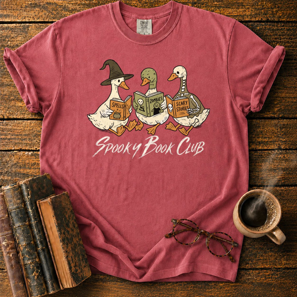 Spooky Book Club Geese T-Shirt in Watermelon – BooksThreads