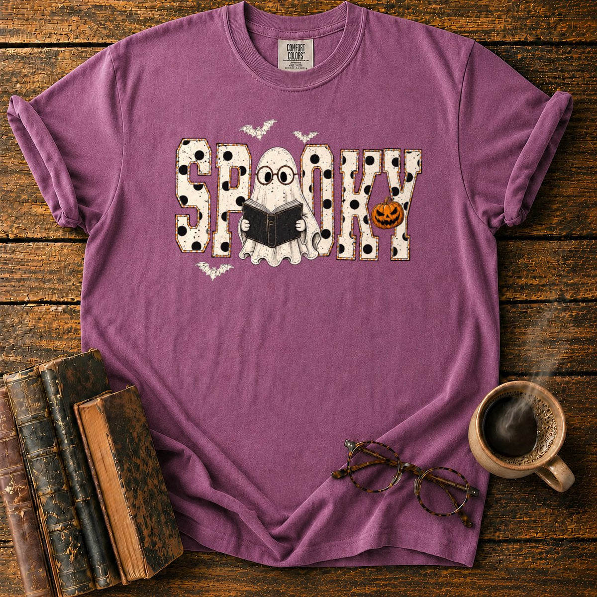 Spooky Ghost Reader T-Shirt in Berry – BooksThreads