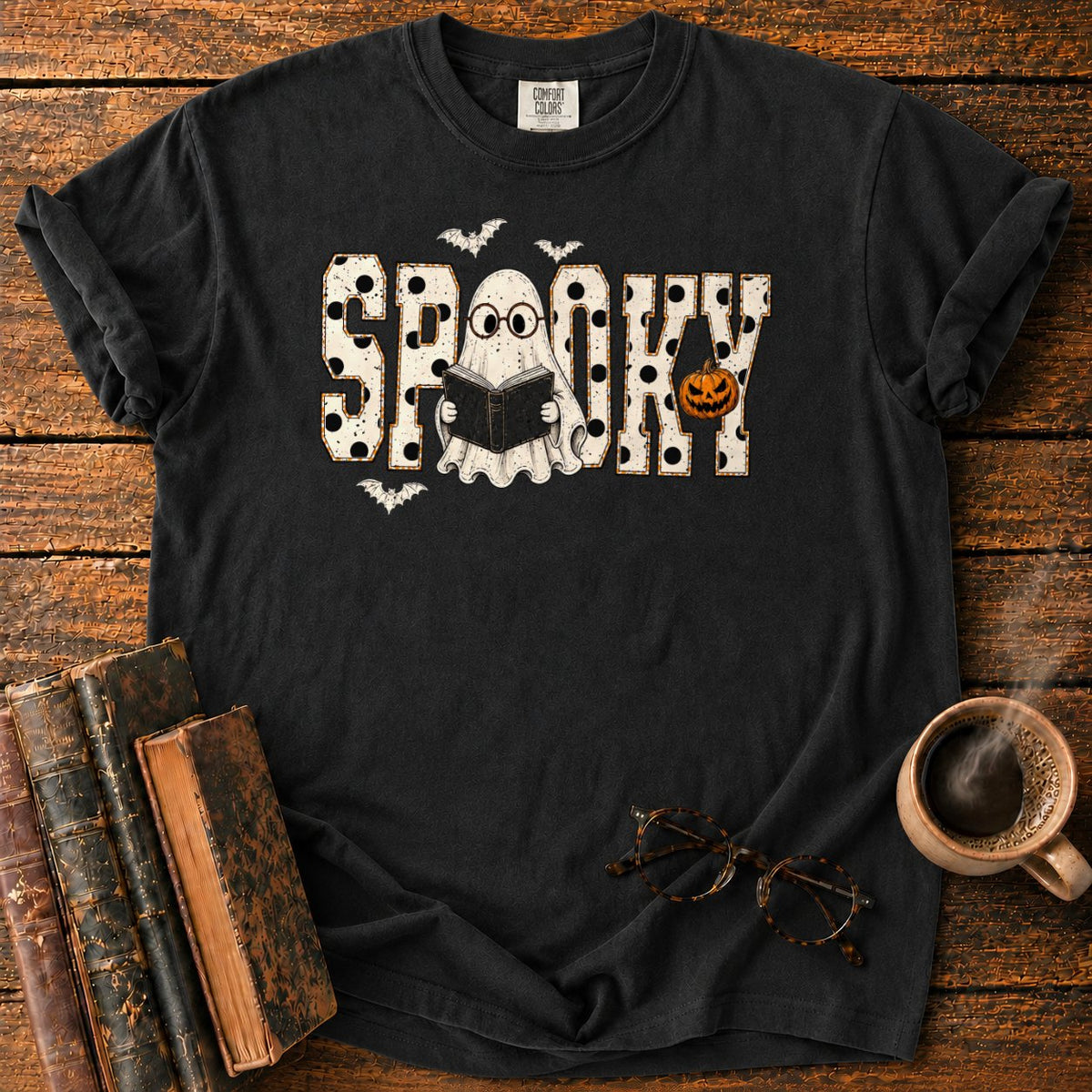 Spooky Ghost Reader T-Shirt in Black – BooksThreads