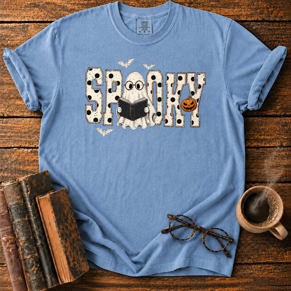 Spooky Ghost Reader T-Shirt in Blue Jean – BooksThreads