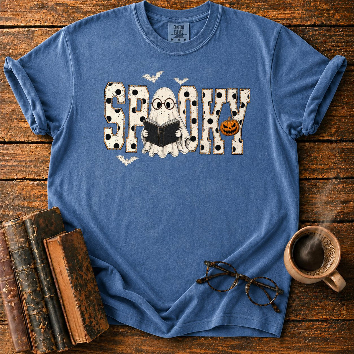 Spooky Ghost Reader T-Shirt in Denim – BooksThreads