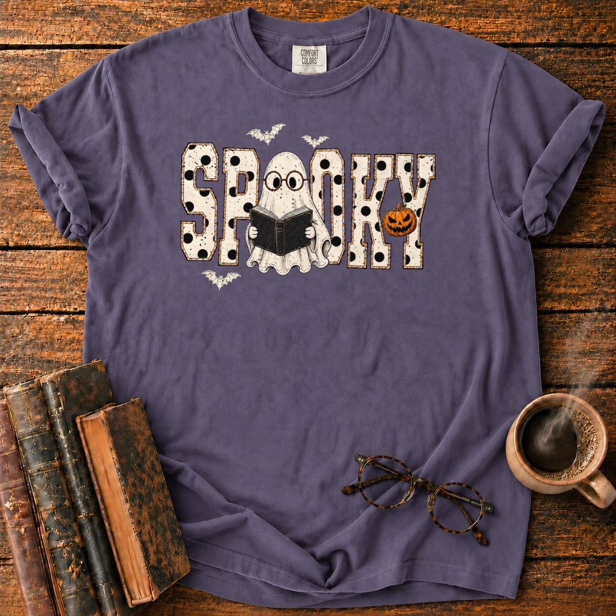 Spooky Ghost Reader T-Shirt in Grape – BooksThreads
