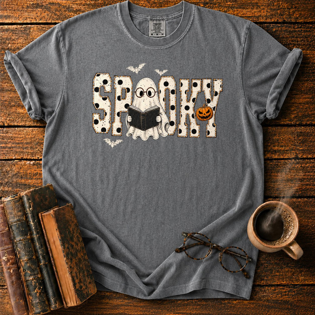 Spooky Ghost Reader T-Shirt in Pepper – BooksThreads