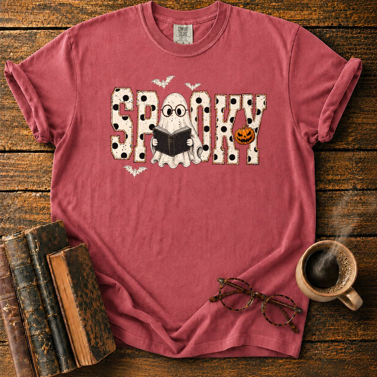 Spooky Ghost Reader T-Shirt in Watermelon – BooksThreads