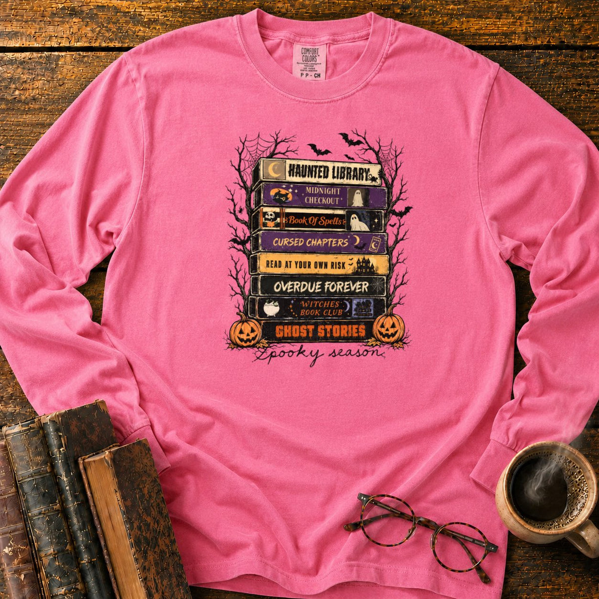 Spooky Season Book Spine Stack LS T-Shirt in Blossom – BooksThreads