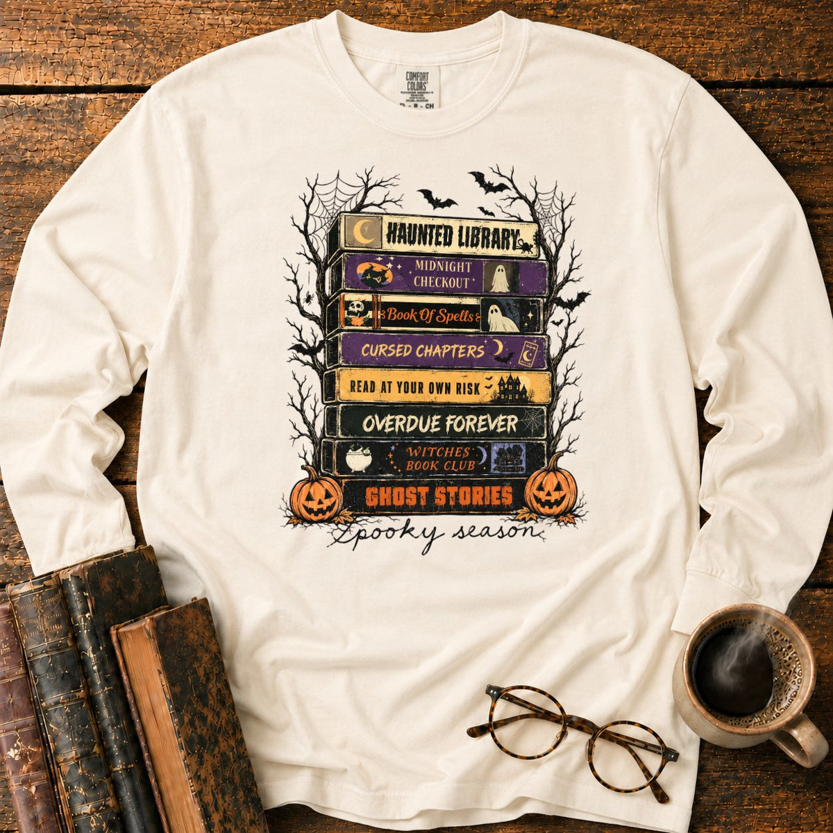 Spooky Season Book Spine Stack LS T-Shirt in Ivory – BooksThreads