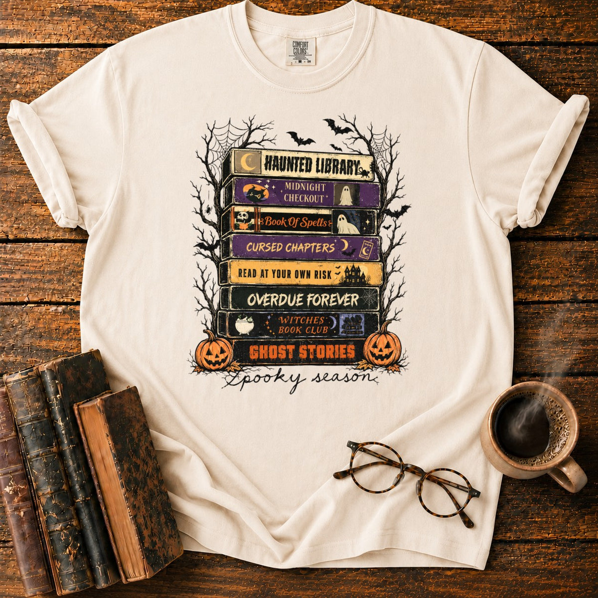 Spooky Season Book Spine Stack T-Shirt in Ivory – BooksThreads