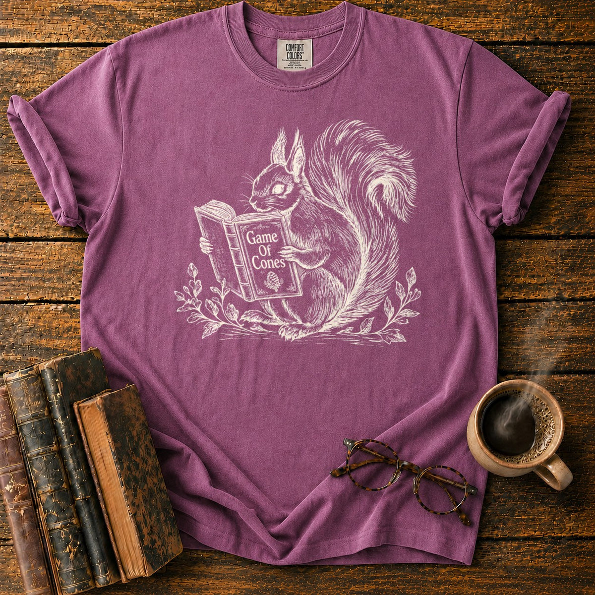 Squirrel Game Of Cones T-Shirt in Berry – BooksThreads