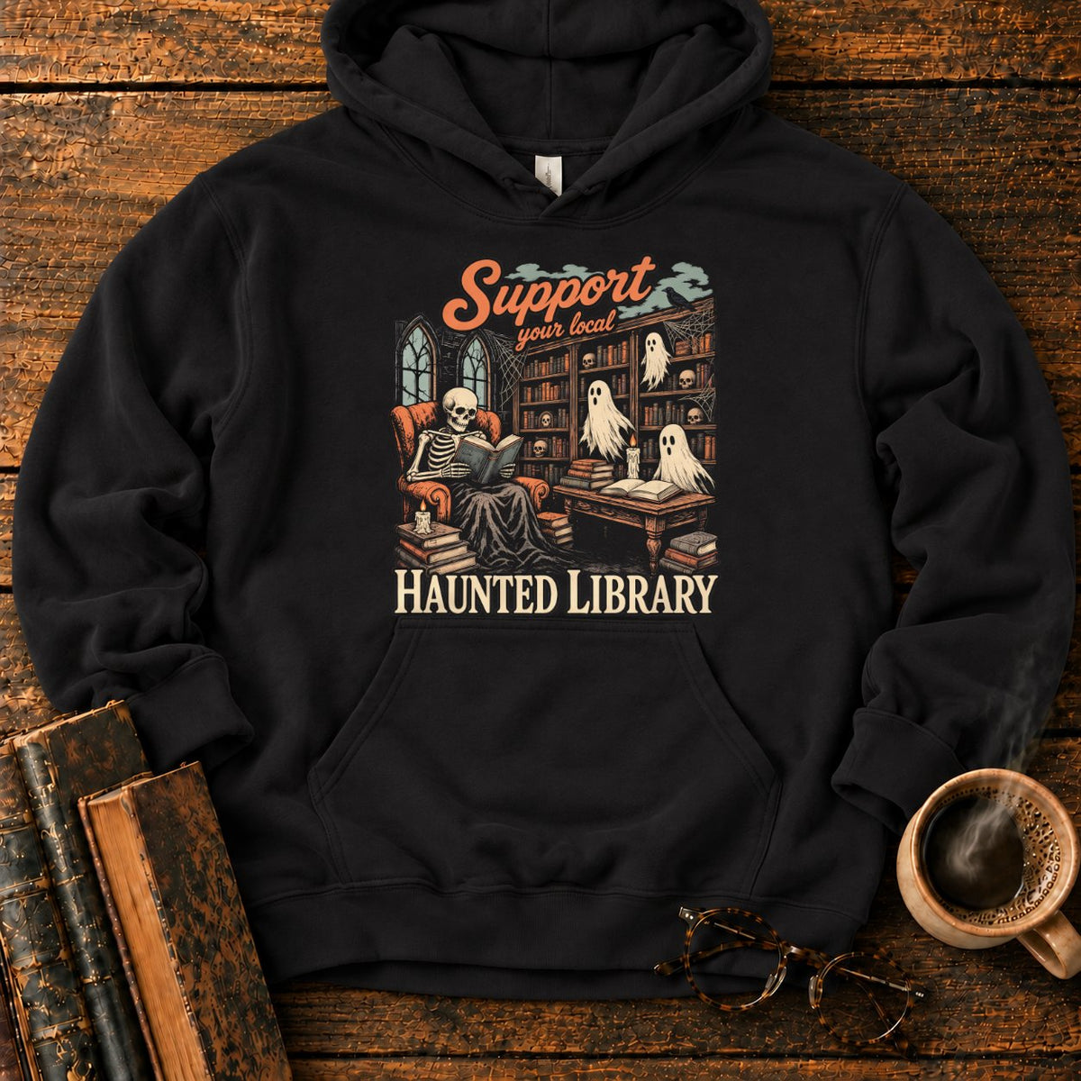 Support Your Local Haunted Library Hoodie in Black – BooksThreads