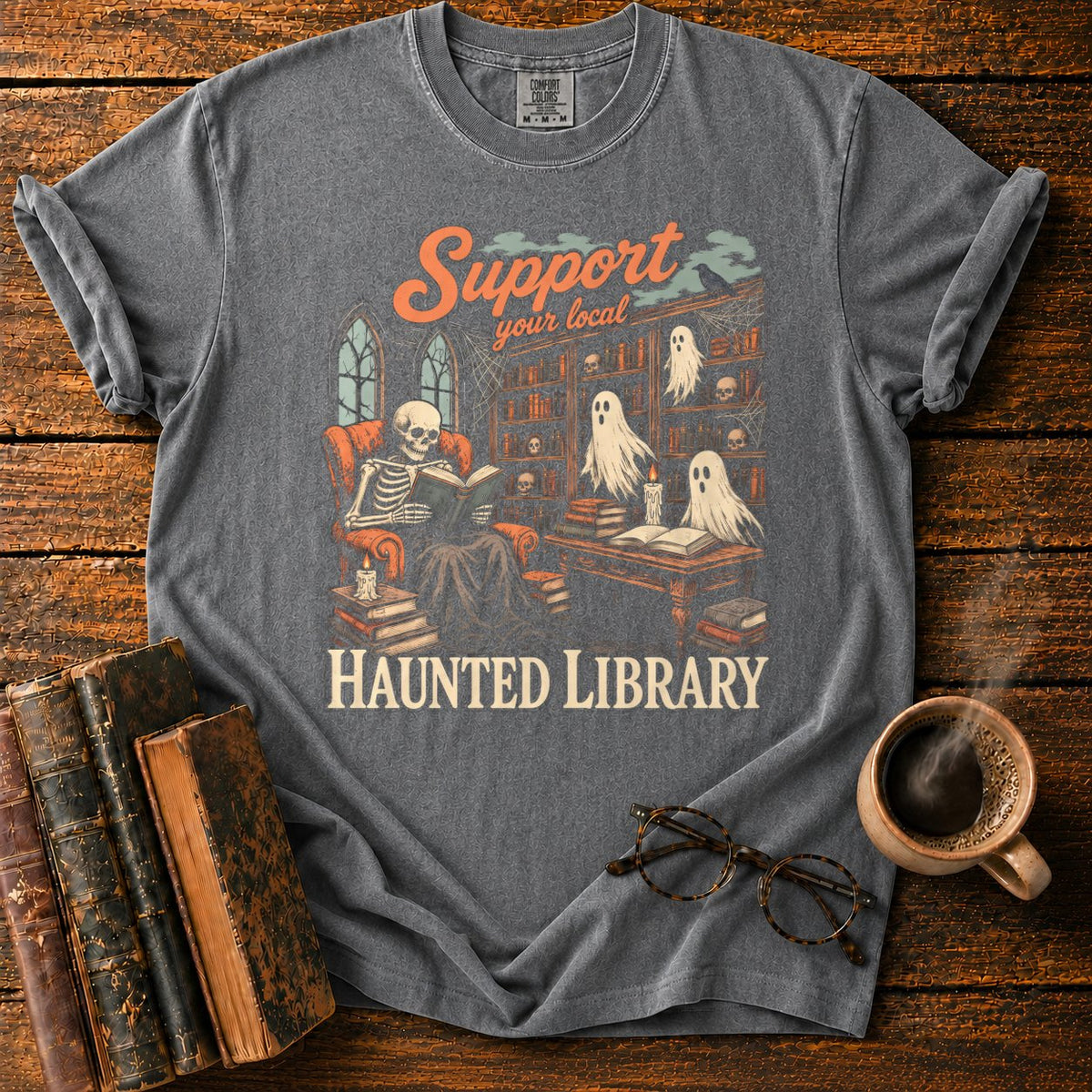Support Your Local Haunted Library T-Shirt in Pepper – BooksThreads