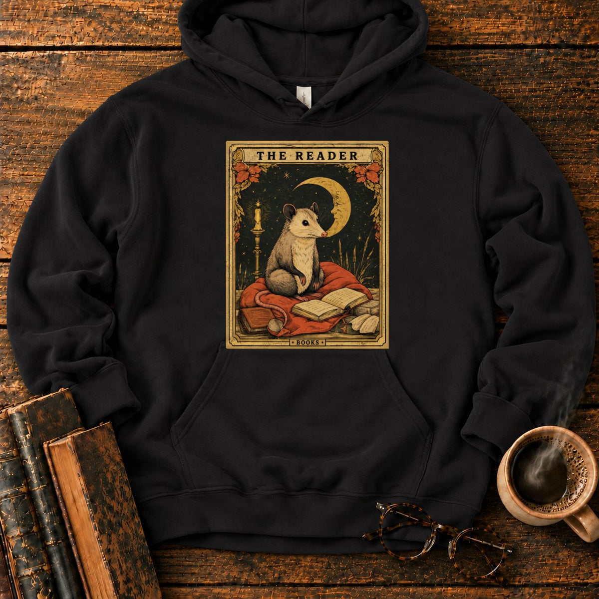 The Opossum Reader Tarot Hoodie in Black – BooksThreads