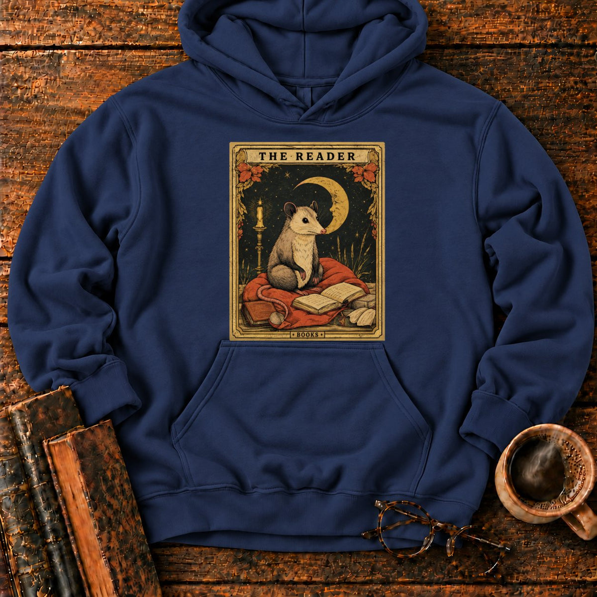 The Opossum Reader Tarot Hoodie in Navy – BooksThreads
