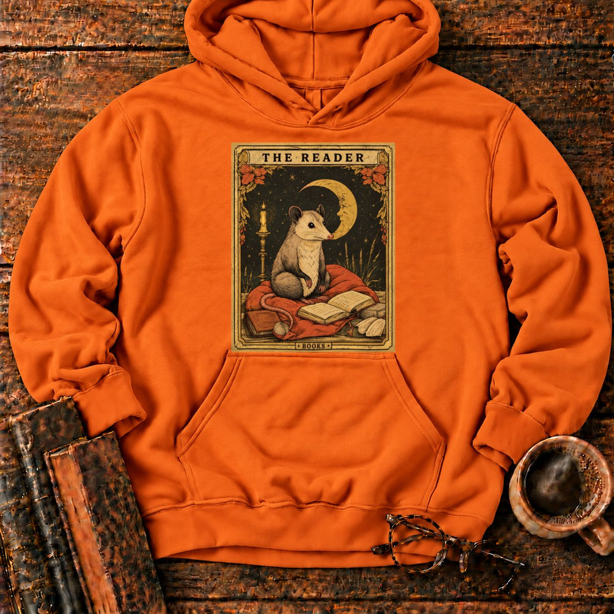 The Opossum Reader Tarot Hoodie in Orange – BooksThreads