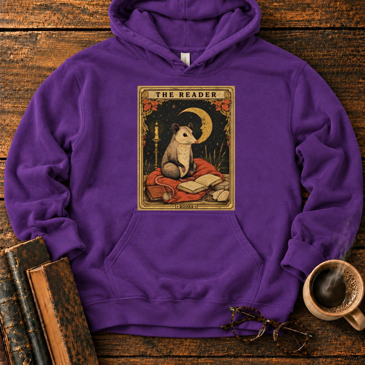 The Opossum Reader Tarot Hoodie in Purple – BooksThreads