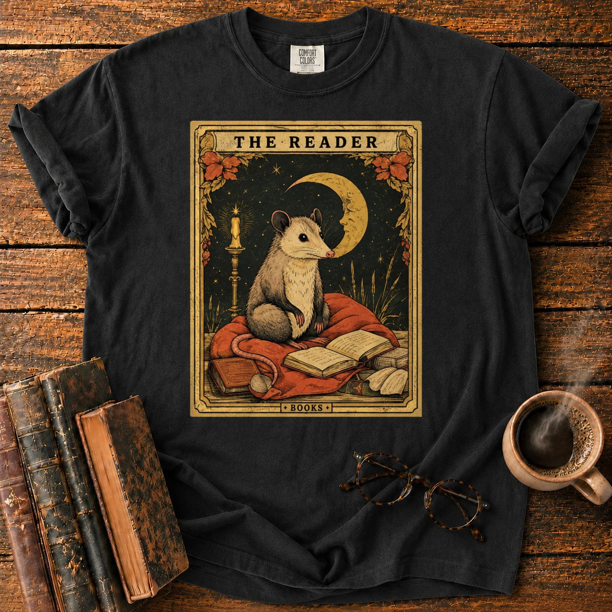 The Opossum Reader Tarot T-Shirt in Black – BooksThreads