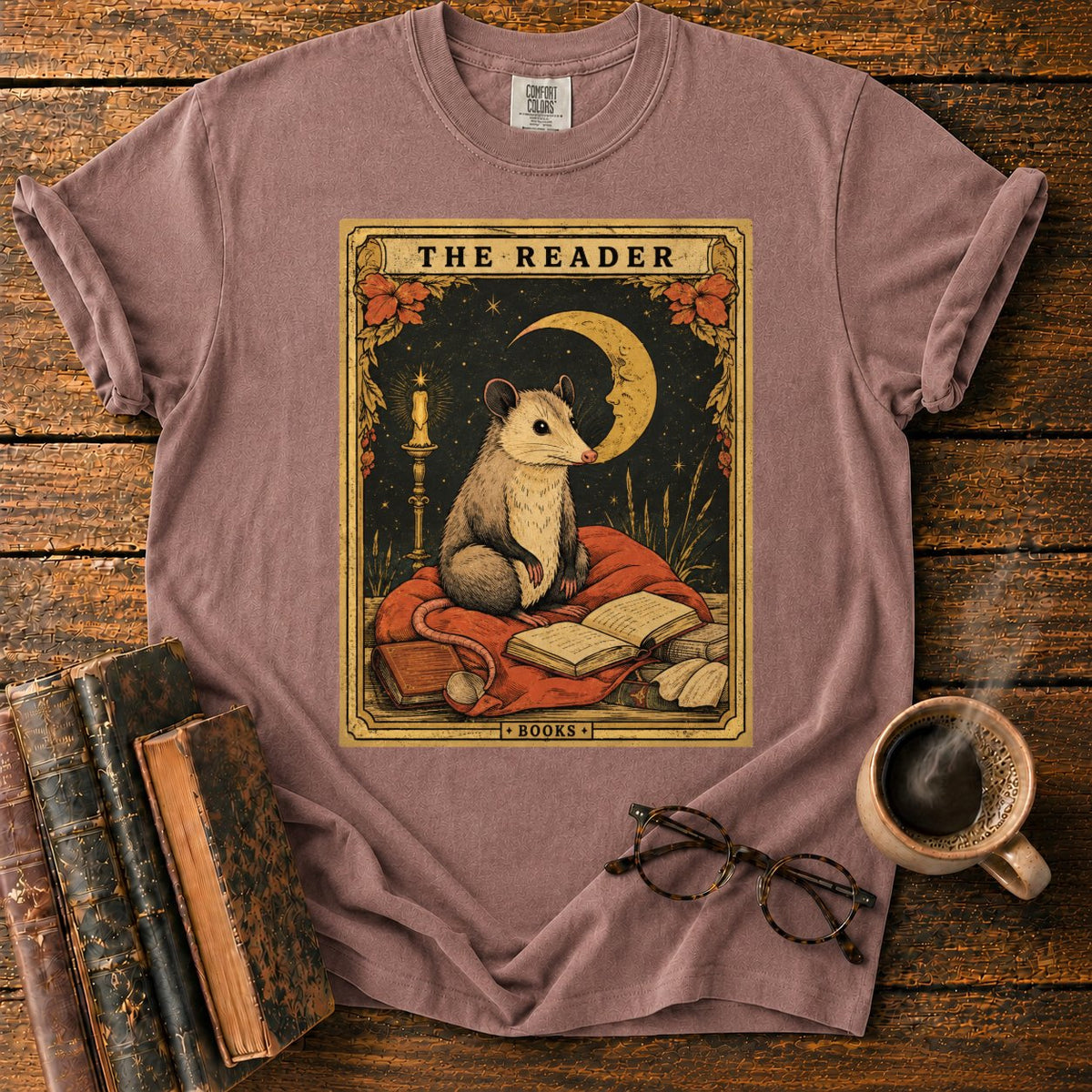 The Opossum Reader Tarot T-Shirt in Espresso – BooksThreads