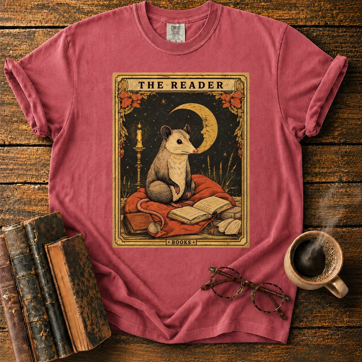 The Opossum Reader Tarot T-Shirt in Watermelon – BooksThreads