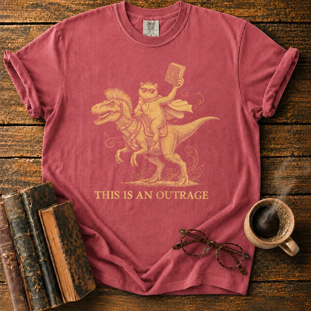 This Is An Outrage Cat Dino T-Shirt in Watermelon – BooksThreads