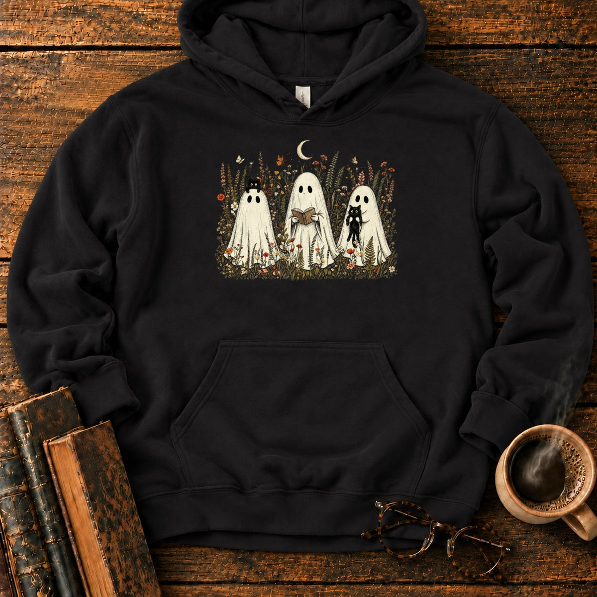Three Ghosts In A Moonlit Meadow Hoodie in Black – BooksThreads