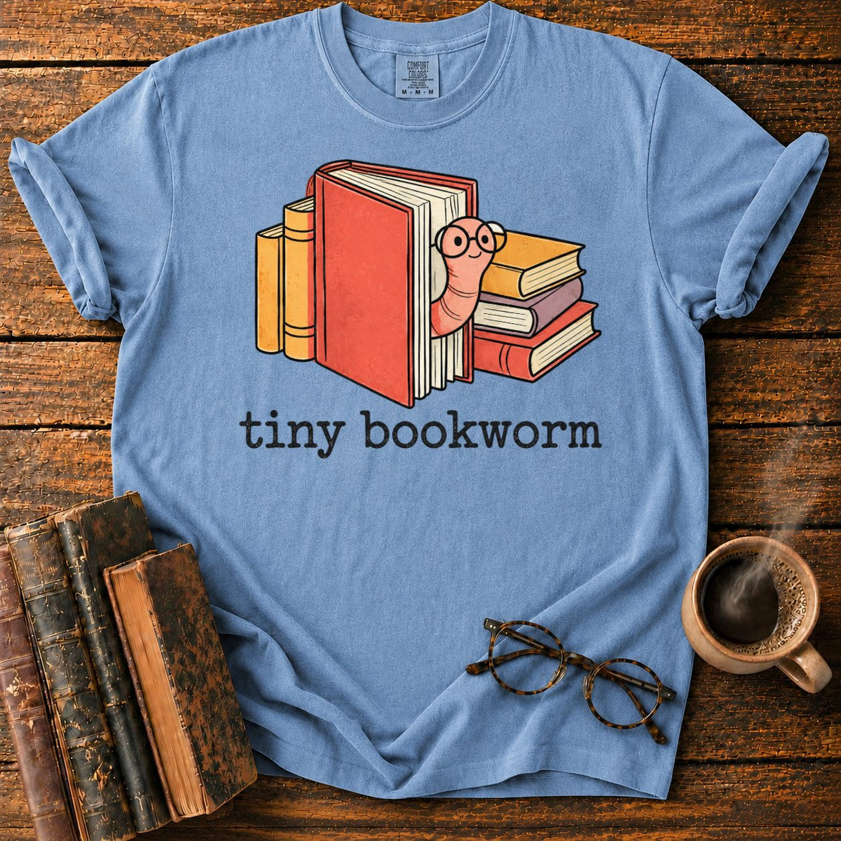 Tiny Bookworm T-Shirt in Blue Jean – BooksThreads